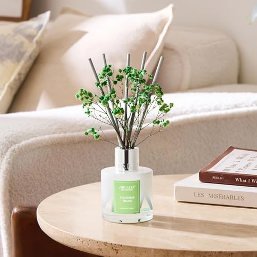 Image of Airkeep Reed Diffuser Set,3.38 fl oz (100 ml) - Cucumber Melon Oil Diffusers with 8 Reed Sticks, Home Fragrance Reed Diffuser for Bathroom Shelf Decor