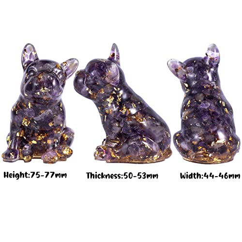 mookaitedecor 3 Inch Amethyst Crystal French Bulldog Dog Statue Ornat, Semi Precious Stone Lover Gift, Office Decor - Image 2