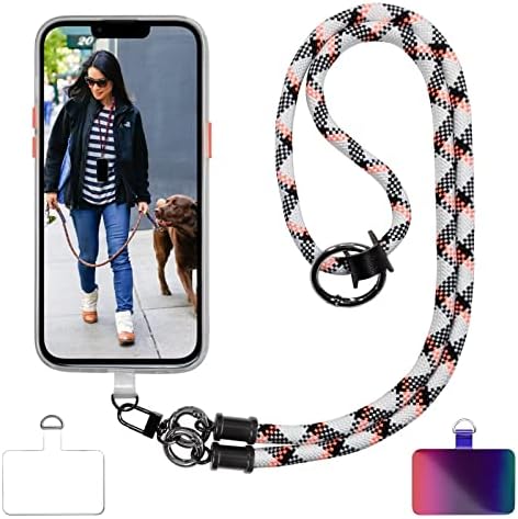 Cell Phone Lanyard, Universal Phone Crossbody Lanyards for Around The Neck, Necklace Lanyard & Wrist Strap with Phone Patch×2, Nylon Phone Strap for Women Men Compatible with Most Smartphones