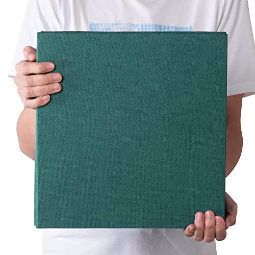 Image of Large Photo Album Self Adhesive 4x6 5x7 3x5 8.5x11 Scrapbook Magnetic Album DIY Scrap Book Length 13 x Width 12.8 (Inches) 120 Black Sticky Pages Linen Cover DIY Photo Album(Dark Green)