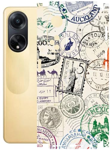 Image of AtOdds - Full Body Back Screen Guard Protector Film - Lamination Wrap Skin Sticker Compatible with Oppo F23 (5G) | Scratchproof Matte Finish (Stamps)