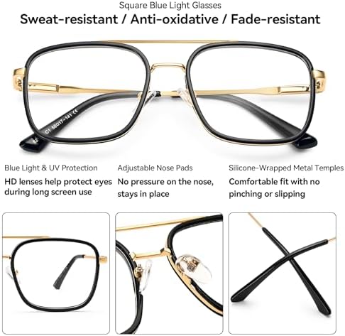 Dollger Aviator Blue Light Blocking Glasses Men Women 90s Retro Metal Frame — 사진 3