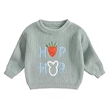 Beautooly Baby Girl Boy Easter Outfit Cute Bunny Long Sleeve Crew Neck Chunky Oversized Sweater Toddler Spring Clothes (Green, 12-18 Months)