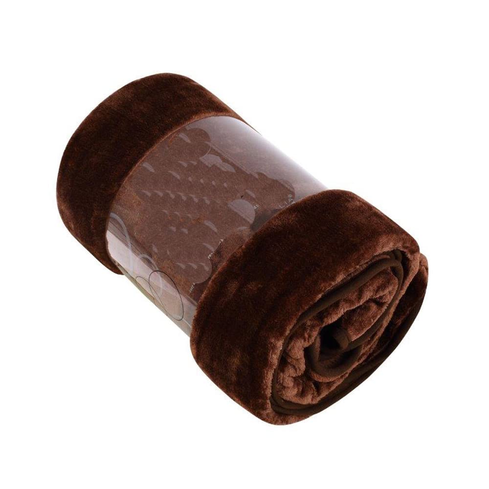 De Lavish Faux Fur Throws Blanket For Single Size Bed Chair Sofa Mink Plain Soft Warm Large, Chocolate