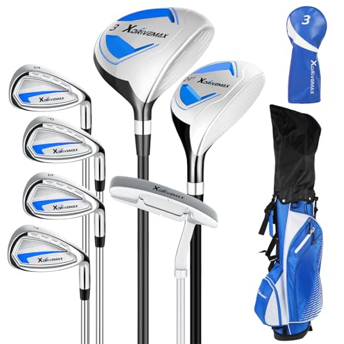 8 Pieces Complete Golf Club Set for Men Left or Right Handed – Mens Golf Clubs Full Set with Fairway Wood, Hybrid, Irons, Putter & Lightweight Bag – Beginner Friendly, Best Value, Distance & Accuracy