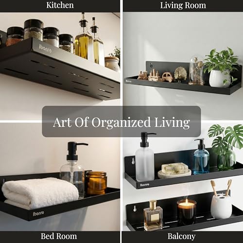 Image of Iron Wall Shelf | Laser Cut Metal Wall Mounted Floating Shelf for Living Room, Bedroom & Office | Wall Shelves for Storage & Decor (Pack of 1) - Made in India