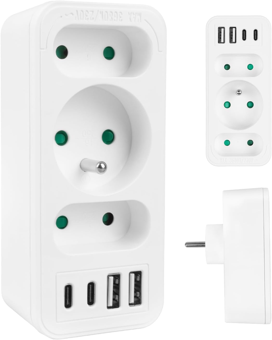 Разветвитель Maclean MCE248 на 3 порта: 2 порта USB-A, 2 порта USB-C, поддержка PD, мощность 20 Вт | Блок питания, быстрая зарядка