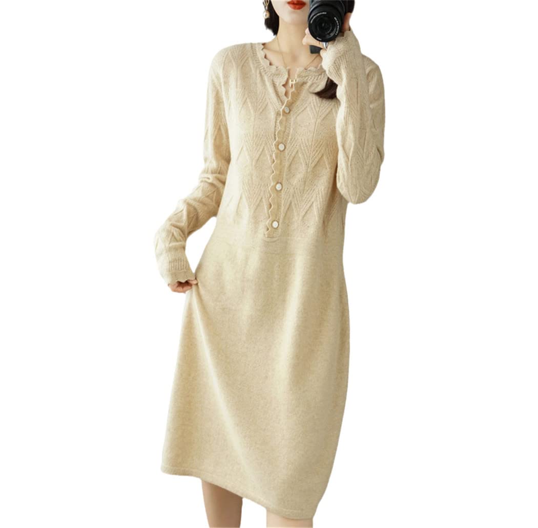 Robe pull beige col rond : finissez-en avec le froid cet hiver - 5