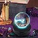 SWTHM Rotatable Round LED Lights Display Base, 11,5 cm Black Display Pedestal, Type C & Battery Charging, 8 Light Modes Round Multicolor Light Base for Clear Crystal Glass Resin Crafts