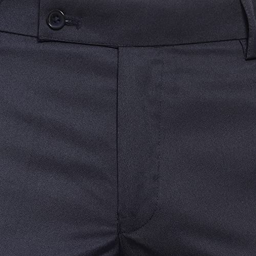 Image of The PS Men's Formal Regular Fit Cotton Blend Black, Dark Grey Combo Trouser (Pack of 2)