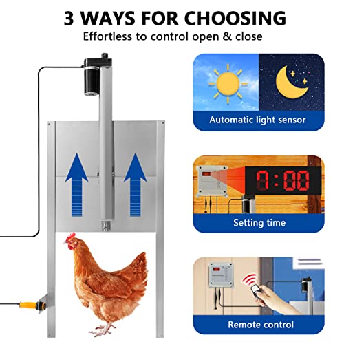 Petcozife Automatische Hühnertür, Elektrische Hühnerklappe Inklusive Schieber, Alu-Hühnertür Set mit Lichtsensor und… – Bild 3