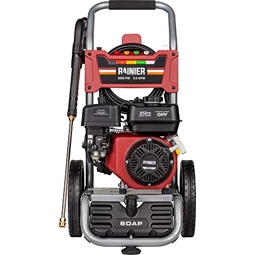 Rainier RPX3200 Gas Powered Pressure Washer 3200 PSI and 2.5 GPM, Soap Tank and Five Nozzle Set, CARB Compliant