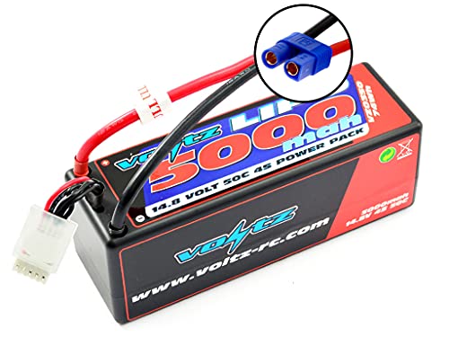 Voltz 5000mAh 4S 14.8V 50C Hard Case LiPo RC Car Battery w/EC5 Connector Plug