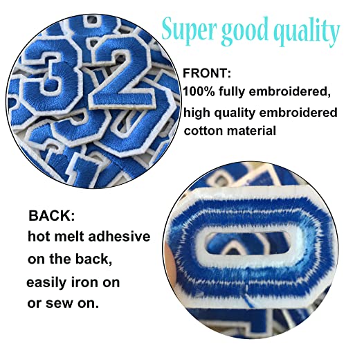 Gygyl 30 Pieces Iron On Numbers Patches, Blue Number Patches, Numbers 0-9 Applique For Clothes, Dress, Hat, Socks, Jeans, Diy Accessories #TOP1