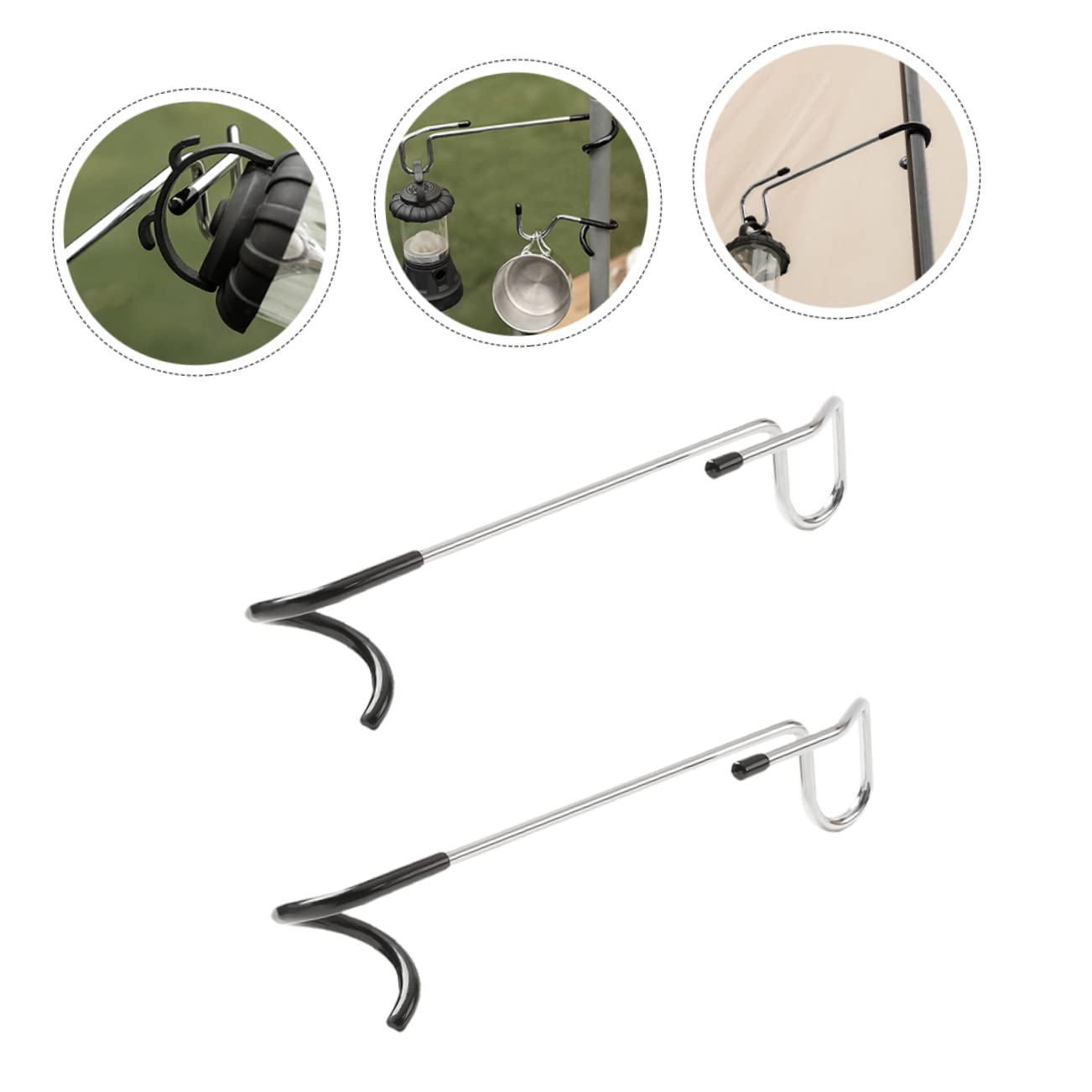 Kuyafenni Ganci per illuminazione esterna per tenda da campeggio, mangiatoie per uccelli, luci da giardino; gancio robusto e antiscivolo per illuminazione da cortile, 2 ganci grandi e 2 piccoli per