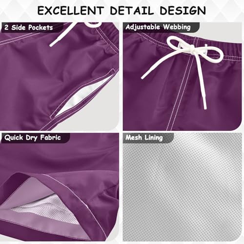 Luxury Purple Boys Short Swim Trunks, Baby Swim Shorts 2T3