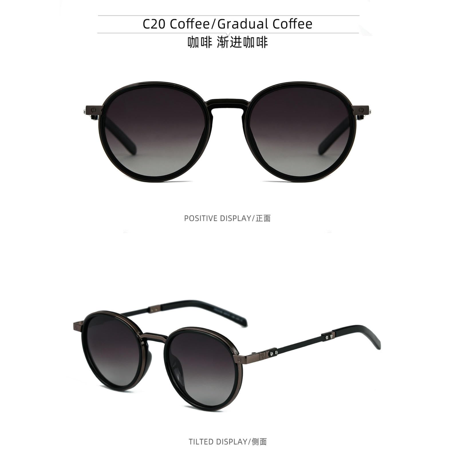 Sonnenbrille Damen Frauen Mode Kleiner Rahmen Straßenfotografie Outdoor Reisen Strand Sonnenbrille-c20 Progressiver Kaffee