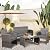 Vongrasig 4 Piece Patio Furniture Set Small Outdoor Wicker Rattan Front Porch Bistro Set Cushioned Patio Chairs Conversation Set with Glass Table for Lawn, Garden, Backyard, Balcony, Poolside (Grey)