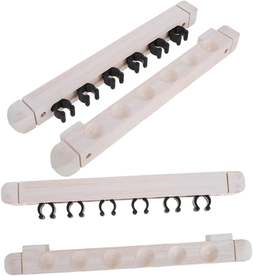 SUPVOX Billiards Mount 6 Hole Solid Wood Rest Pool Stick Holder Storage Rack for Billiards