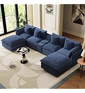 143" Oversized Modular Sectional Sofa U Shaped Cloud Couch 6 Seat Sofa Set for Living Room Comfy ...