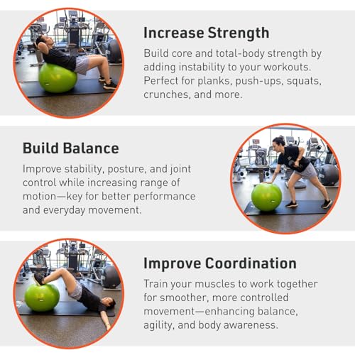 Image of Body Sport Exercise Ball with Pump for Home, Gym, Balance, Stability, Pilates, Core Strength, Stretching, Yoga, Fitness Facilities, Desk Chairs