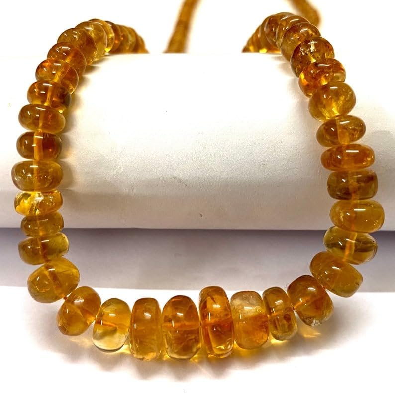 Natural Citrine rondelle Smooth Beads 4x9 16 inch Long String Jewelry Making Gemstone Beads for Necklace Bracelet