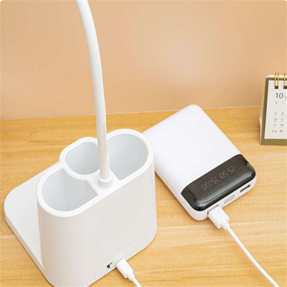 Image of One94Store 3-in-1 LED Desk Lamp with Pen & Phone Holder - USB Rechargeable Study Lamp with Touch Sensor, 3 Light Modes, Eye Protection & Warm White Night Light for Bedroom, Office & Home