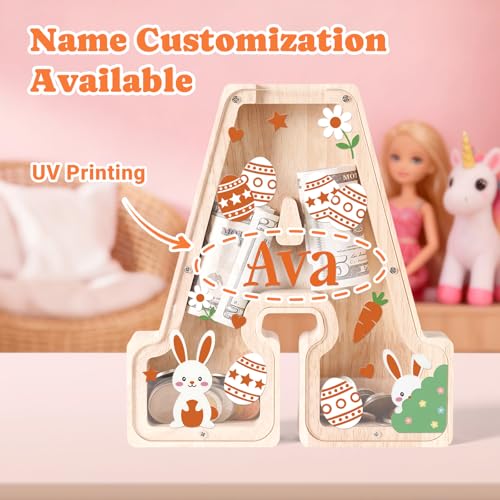 Image of Personalized Easter Letter Piggy Bank for Kids