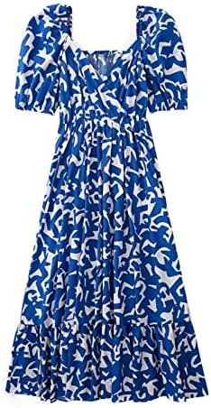 فساتين نسائية جميلة من OBUMILYQ فستان من قماش البوبلين مطبوع بكشكشة برقبة على شكل حرف V وأكمام منفوخة فساتين نسائية (اللون: 1، المقاس: 1) فساتين نسائية جميلة من OBUMILYQ فستان من قماش البوبلين مطبوع بكشكشة برقبة على شكل حرف V وأكمام منفوخة فساتين نسائية (اللون: 1، المقاس: 1)