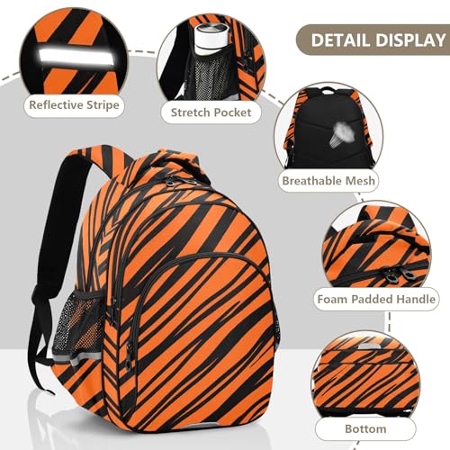 Orange Black Stripes Preschool Kids Backpack Kindergarten Elementary School Bookbag for Boys Girls Age 3-84