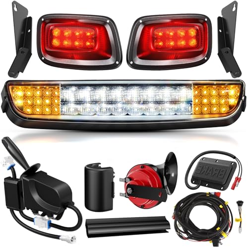 GODCTSUP EZGO Deluxe Light Bar Kit Golf Cart LED Light Kit for EZGO TXT 1996-2013 Gas&Electric Carts with 12V Street Legal LED Headlight Taillights Turn Signals Hazard Light Switch Horn Brake Pad