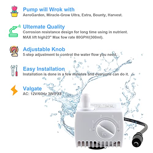 Image of 200623 Aero-Garden Pump with 10 Filters | Ultra Quiet Hydroponics Growing System Pump Fit for Harvest Elite, Bounty, Farm, Extra, Ultra