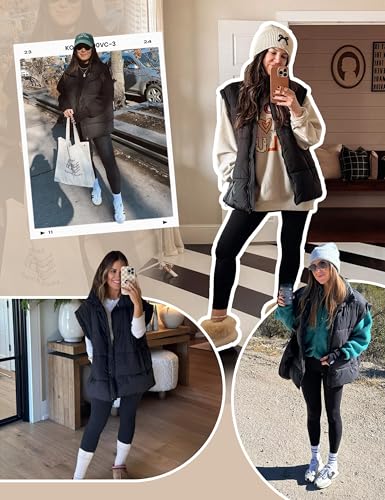 APAFES Women Winter Oversized Puffer Vest Quilted Lightweight Stand Collar Sleeveless Padded Puffy Jackets Coat with Pockets2