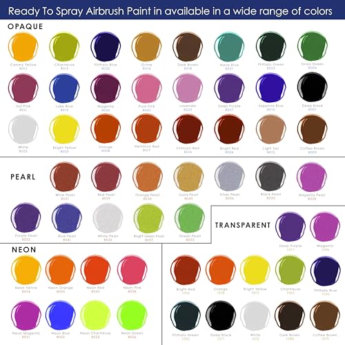 Image of U.S. Art Supply Airbrush Paint Set, 6 Color Fluorescent Neon, 1-oz Bottles | Ready to Spray Air brush Paint, Water-Based Acrylic with Reducer & Cleaner for Painting Metal, Plastic Models, Canvas, Wood
