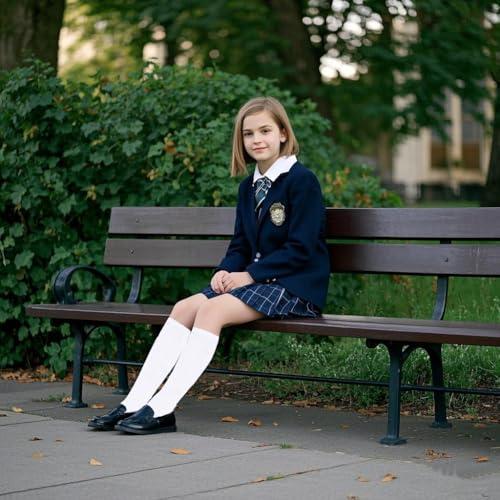 ENBAOHUI 3 Packs Kids Girl Knee High Socks Knit School Uniform Seamless Toe Dress Socks3-11T4