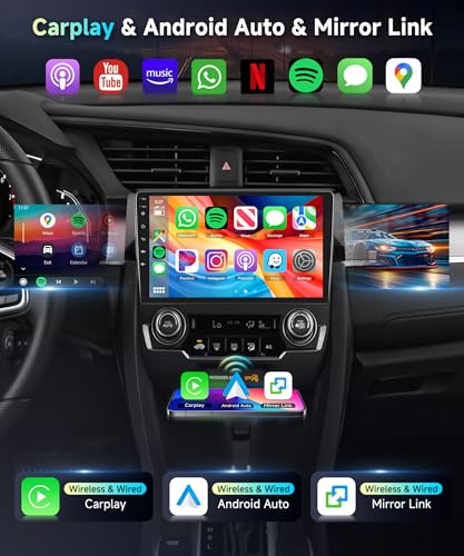 Image of 5Ghz Wifi 2G+64G for Honda Civic 2016-2020 Radio,【Android 15 Build-in DSP EQ】Car Stereo with 5.0Bluetooth,Wireless Carplay Android Auto,9inch IPS Touch Screen,IP69k Backup Camera,26UIs,GPS Chip,FM /RDS