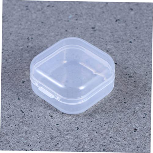 Image of STOBOK Pcs Mini Clear Plastic Storage Boxes with Hinged Lids, Portable Transparent Square Containers for Organizing Small Items, Jewelry, Crafts, and Hardware