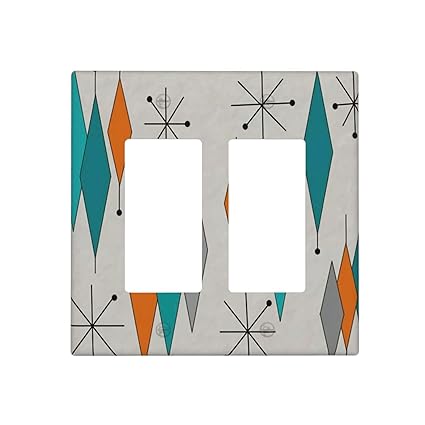 Retro Modern Mid Century Geometric Wall Plates Double Rocker Standard Size 2-Gang 4.6