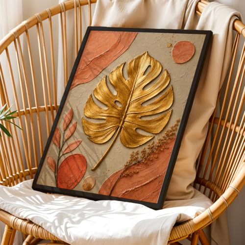 Image of NoWorries Floral Botanical Wall Painting with Frame | Premium Textured Flower & Leaf Artwork, Pastel Nature Wall Decor Framed for Living Room Bedroom Office and Home Decoration (Art-20,17x25inch)