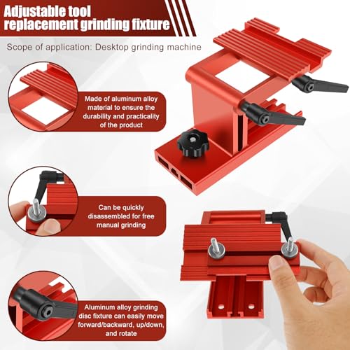 LCZNXJJY Sharpening Tool Rest Jig, Angle & Height Adjustable Sharpening Jig Tool, Manual Bench Grinder Tool Rest, Aluminum Alloy Sharpening Tool Rest Jig Replacement for 6/8inch Diameter Grinder - Image 6