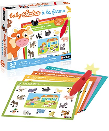 Nathan - Baby Electro à la Ferme - Découverte Des Animaux de la Ferme - Jeu Educatif Electronique - 1 Stylo Sonore et Lumineux Inclus - Pour Enfants de 2 à 3 ans