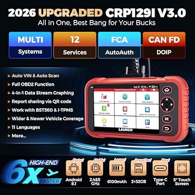 Launch CRP129I V3.0 OBD2 Scanner Diagnostic Tool, 2026 New Code Reader for Cars and Trucks, ABS SRS Transmission Engine Code Reader, 12 Reset, Oil/EPB/SAS/TPMS/Injector Code, Lifetime Free Update
