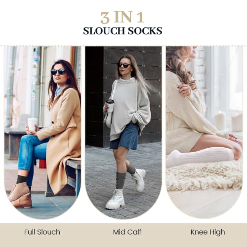 Image of Pleneal Slouchy Socks for Women Scrunch Sock Knit Chunky Crew Boot Socks