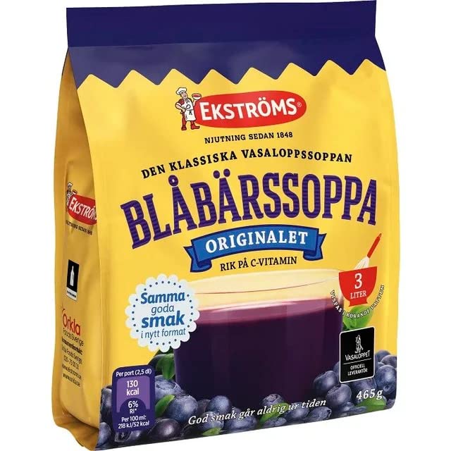 Ekstroms Original - Sopa de arándanos en polvo, fabricada en Suecia, Blabarssoppa 465 g - 16.4 oz.