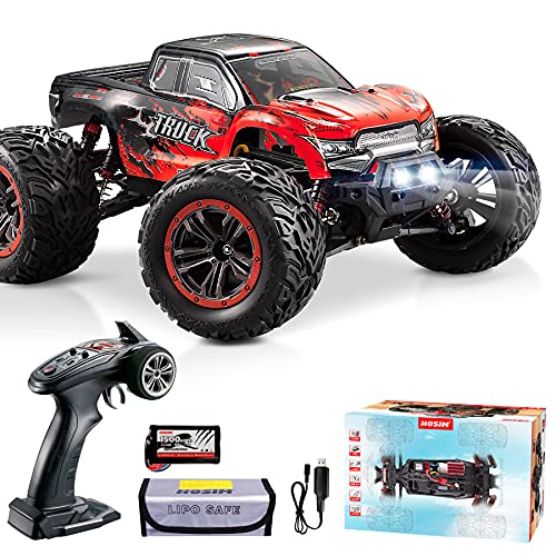 Hosim 1:12 Scale 46+ kmh High Speed RC Cars - Boys Remote Control Cars 4WD 2.4GHz Off Road RC Monster Trucks for Adults Kids.Electric Power Radio Control Cars Gift for Children (Red)