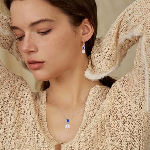 Pearl Necklace for Women 925 Sterling Silver Birthstone Pendant Necklace Emerald Cut Jewelry Gifts for Her3