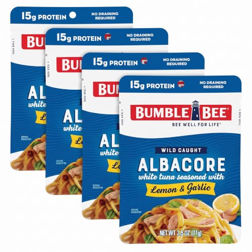 Bumble Bee Lemon &amp; Garlic White Albacore Tuna Pouch, 2.5 oz (Pack of 4)