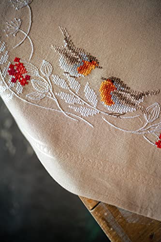 Vervaco Stamped Cross Stitch Robins in, Multicoloured