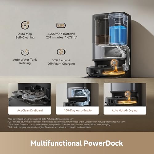 Image of DREAME L40 Ultra Gen 2 Robot Vacuum and Mop with 25,000Pa Suction, Extendable Side Brush and Mop, All-in-One Self-Emptying & Cleaning Dock, Voice & App Control, Black