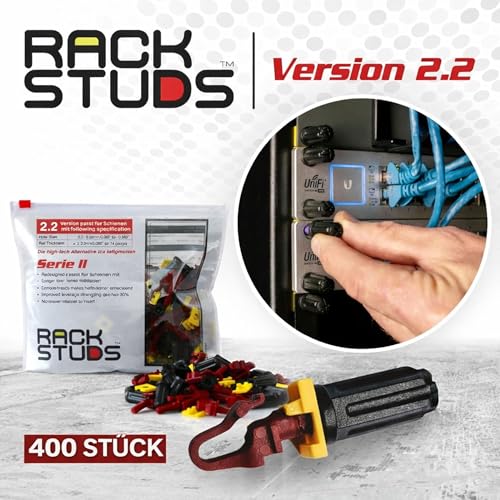 Image of R400 - Server Rack Screws for Server Rack Rails 19 inch Square Punched Vertical Rails, Perfect Cage Nut Replacement, Rack-Mount Screws - Red 400-Pack 2.22mm /0.086
